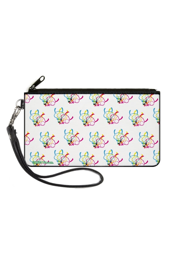 Nickelodeon Wallet, Zip Clutch, Invader Zim Triple GIR Pose Stack White Multi Color , Canvas