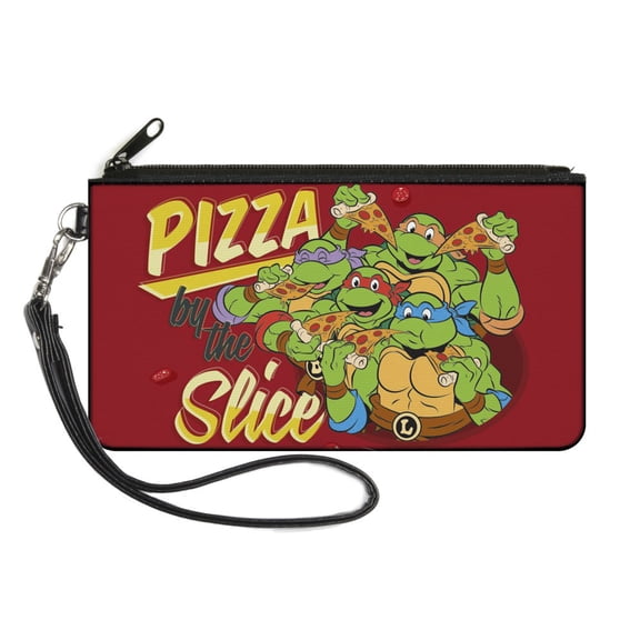 Nickelodeon Wallet, Zip Pouch, Classic TMNT Turtles Pose Pizza By The Slice Reds Yellows, Canvas