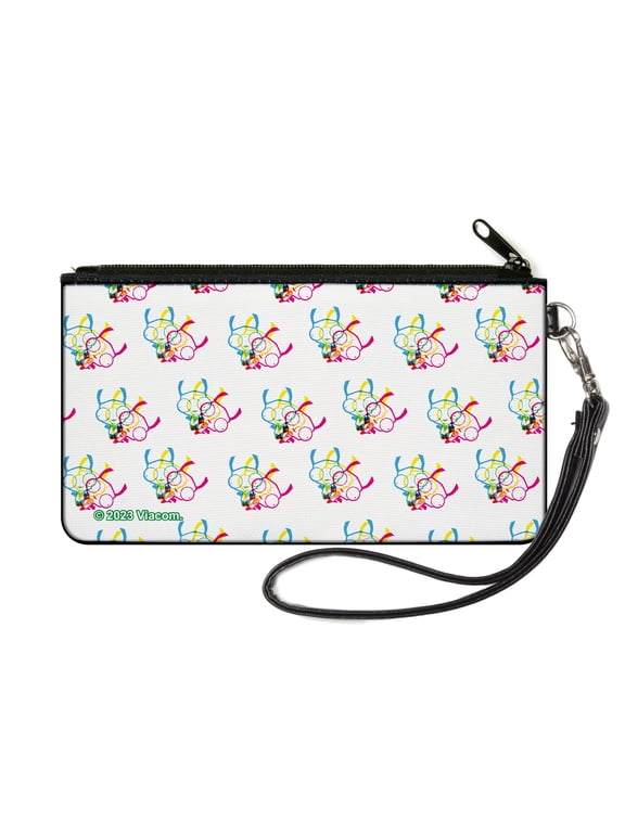Nickelodeon Wallet, Zip Pouch, Invader Zim Triple GIR Pose Stack White Multi Color , Canvas