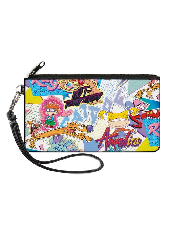 Nickelodeon Wallet, Zip Pouch, Nick 90s Logos and Show Characters White Multi Color, Canvas