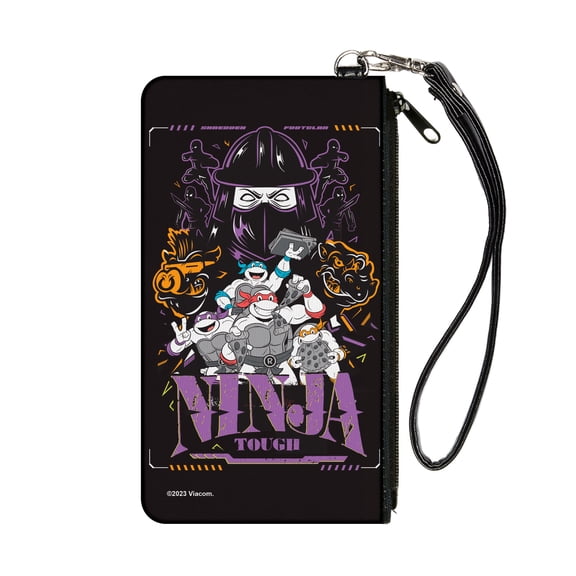 Nickelodeon Wallet, Zip Pouch, Ninja Turtles Ninja Tough Group Pose and Enemies Black Multi, Canvas
