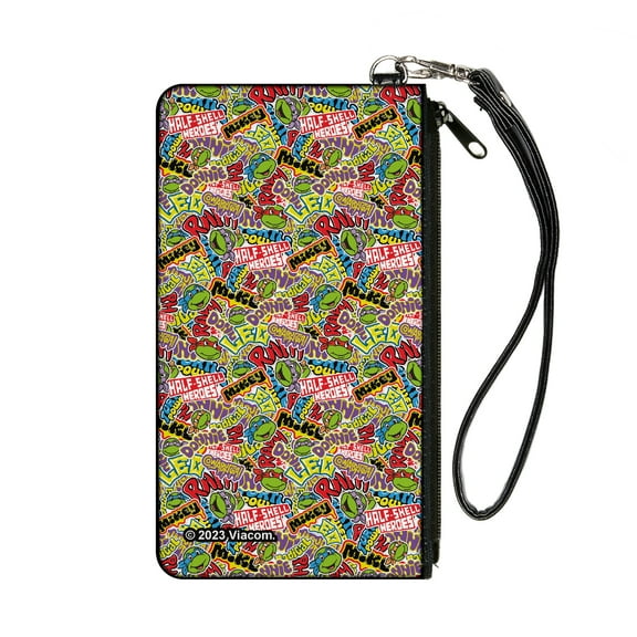 Nickelodeon Wallet, Zip Pouch, Ninja Turtles Sticker Slaps Collage White Multi Color, Canvas