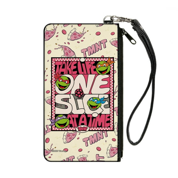 Nickelodeon Wallet, Zip Pouch, Ninja Turtles Take Life One Slice at a Time Pizza Collage, Canvas