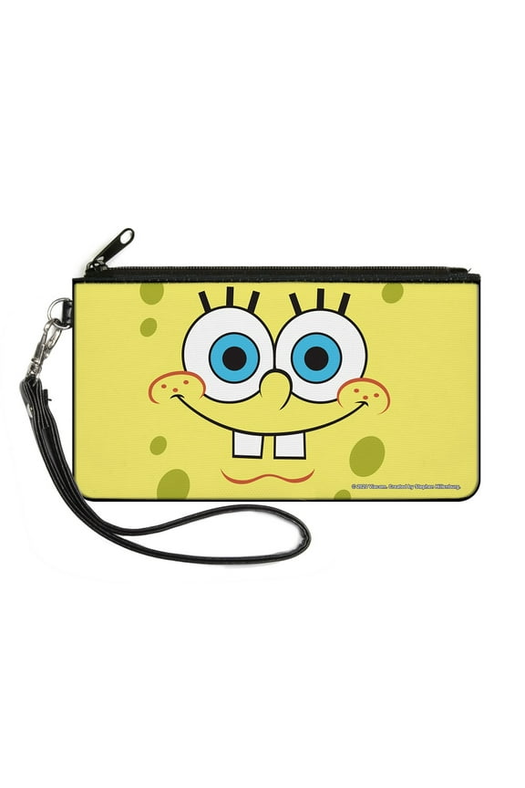 Nickelodeon Wallet, Zip Pouch, Spongebob Face Close Up Yellows, Canvas