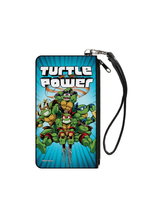 Nickelodeon Wallet, Zip Pouch, Teenage Mutant Ninja Turtles Turtle Power Pose Rays Blues, Canvas