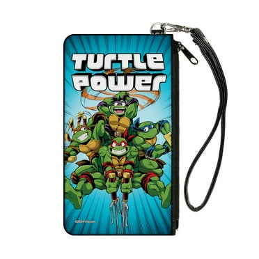 Teenage Mutant Ninja Turtles Zip Around Wallet - Turtle Power Canvas Clutch With Wrist Strap