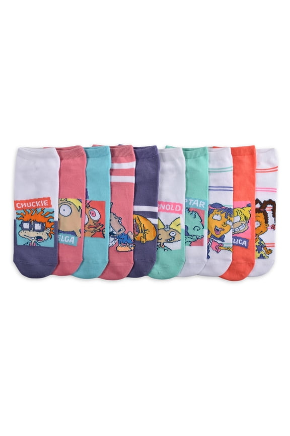 Nickelodeon Women's Low-Cut Socks, 10-Pack, Shoe Sizes 4-10