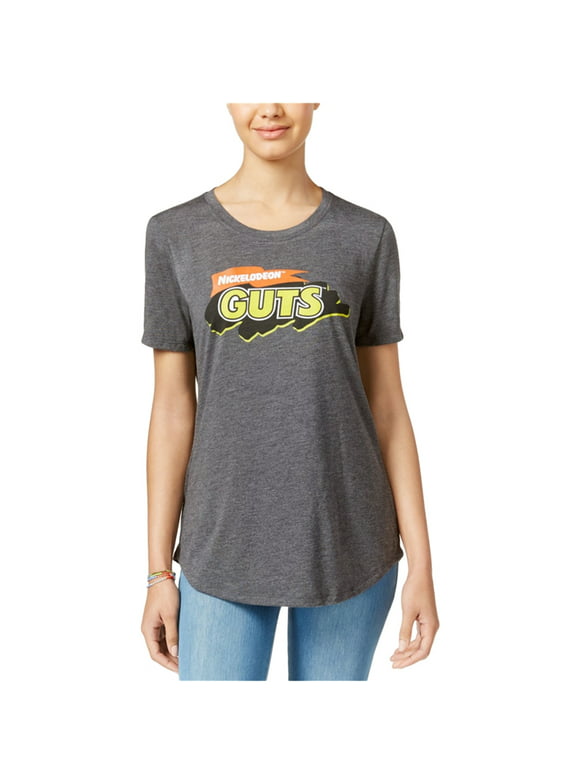 Nickelodeon Womens GUTS Graphic T-Shirt, Grey, X-Small