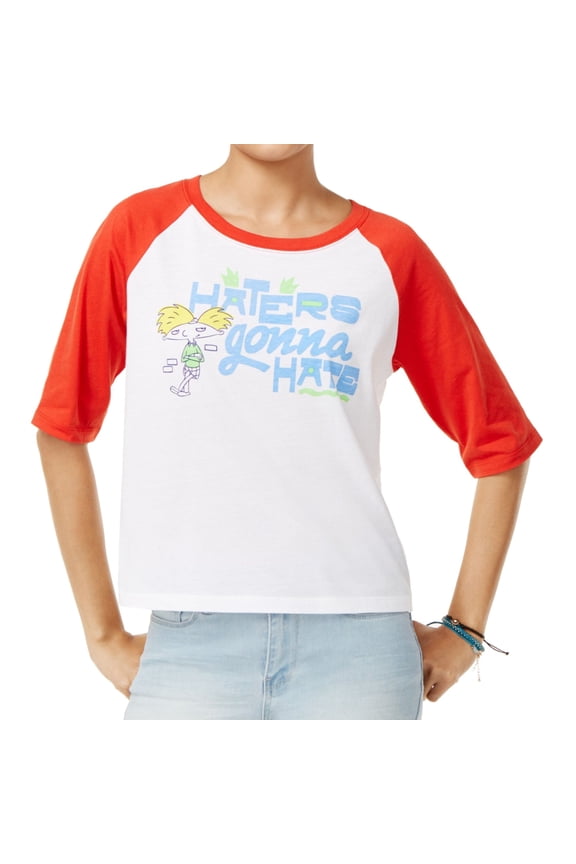 Womens Haters Gonna Hate Basic T-Shirt, White, Juniors, Large