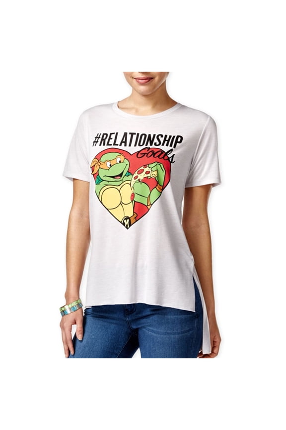 Womens Relationship Goals Graphic T-Shirt, Grey, Juniors, Small