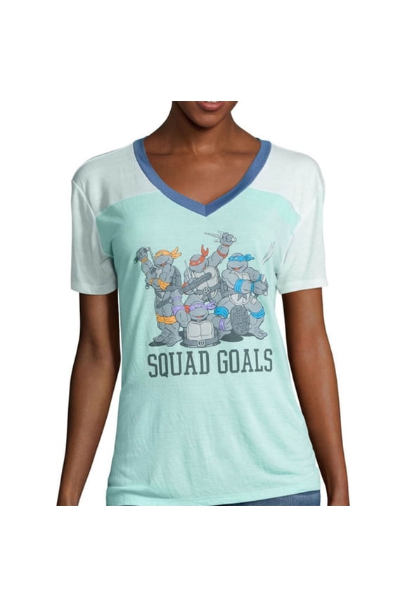 Womens TMNT Squad Goals Graphic T-Shirt, Green, Juniors, X-Small