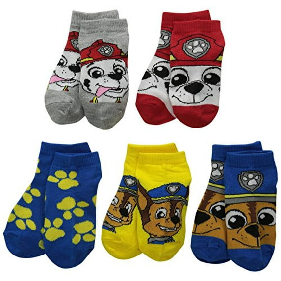 Nickelodeon boys Paw Patrol 5 Pack Shorty Casual Sock, Assorted Big Face, Shoe Size 4-8 US