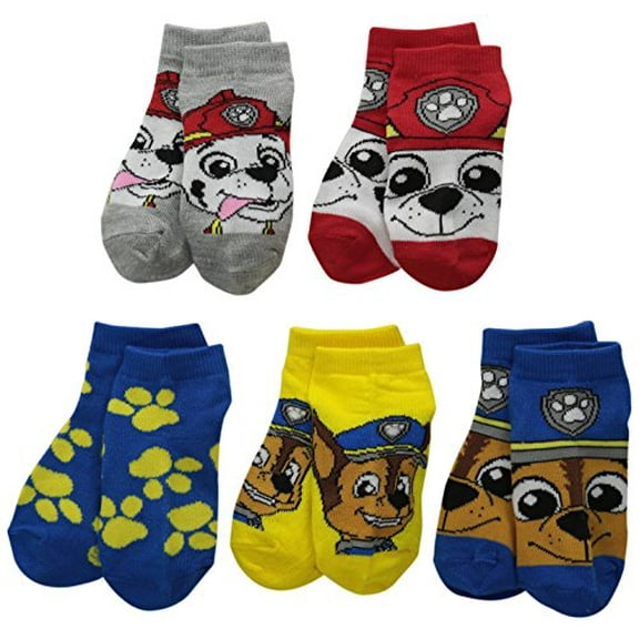 Nickelodeon boys Paw Patrol 5 Pack Shorty Casual Sock, Assorted Big Face, Shoe Size 4-8 US