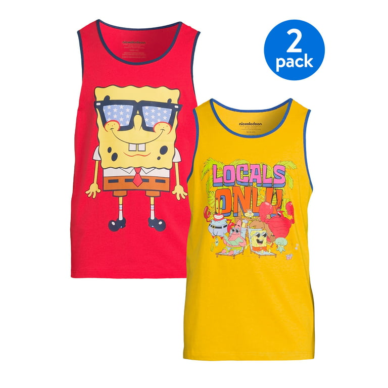 Nickelodeon by SpongeBob SquarePants Sleeveless Graphic Print Tank Top  (Men's or Men's Big & Tall) 2 Pack 