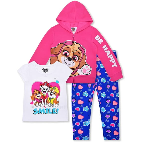 Nickelodeons Paw Patrol 3 Pack Shirt, Jacket and Leggings Set for Kids, Active Wear for Girls, Size 6
