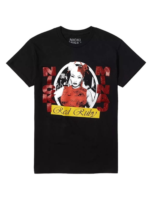 Official Merchdaise Red Ruby Da Sleeze Glitter Boyfriend Tee T-Shirt (Large, Black)