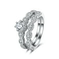 thumbnail image 1 of Nickie Wedding Ring Set Engagement Ring Matching Band CZ Womens Ginger Lyne Collection, 1 of 6