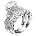 thumbnail image 1 of Nickie Wedding Ring Set Sterling Silver Zirconia Ring Band Women Ginger Lyne Collection, 1 of 8