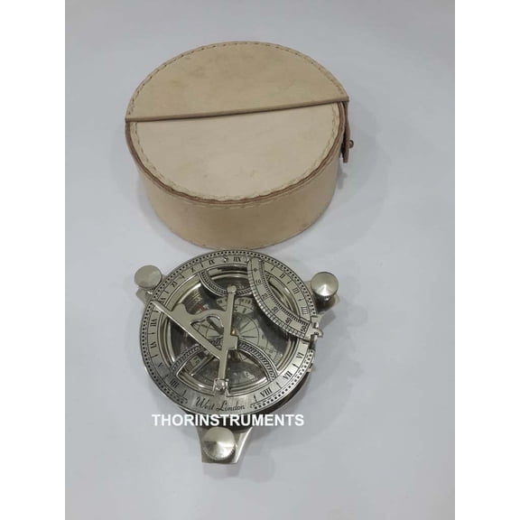 Nickle Sundial Compass West London With White Leather Case Free