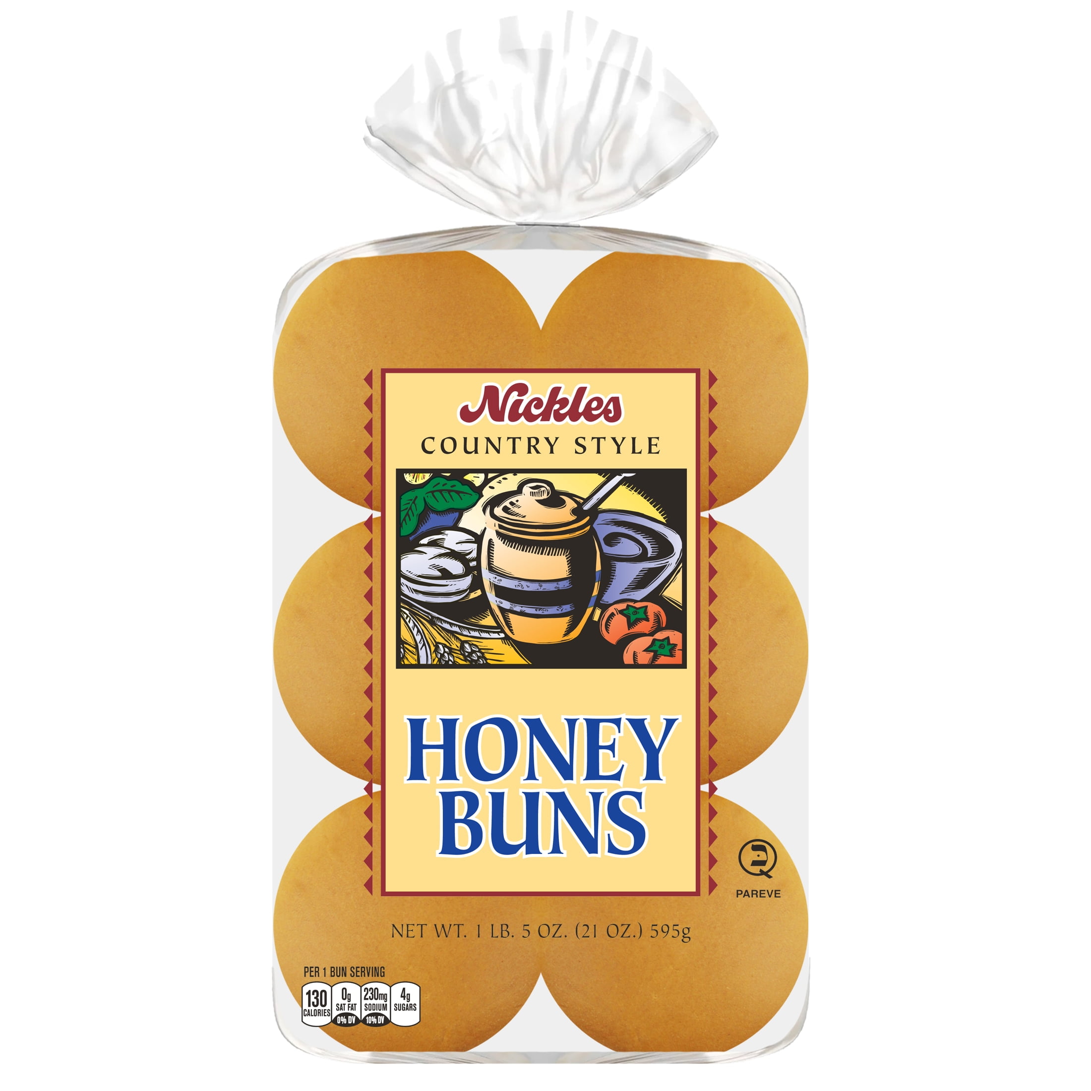 Nickles Bakery Country Style Honey Hamburger Buns, 4-inch, 12 Count, 21-Ounce.
