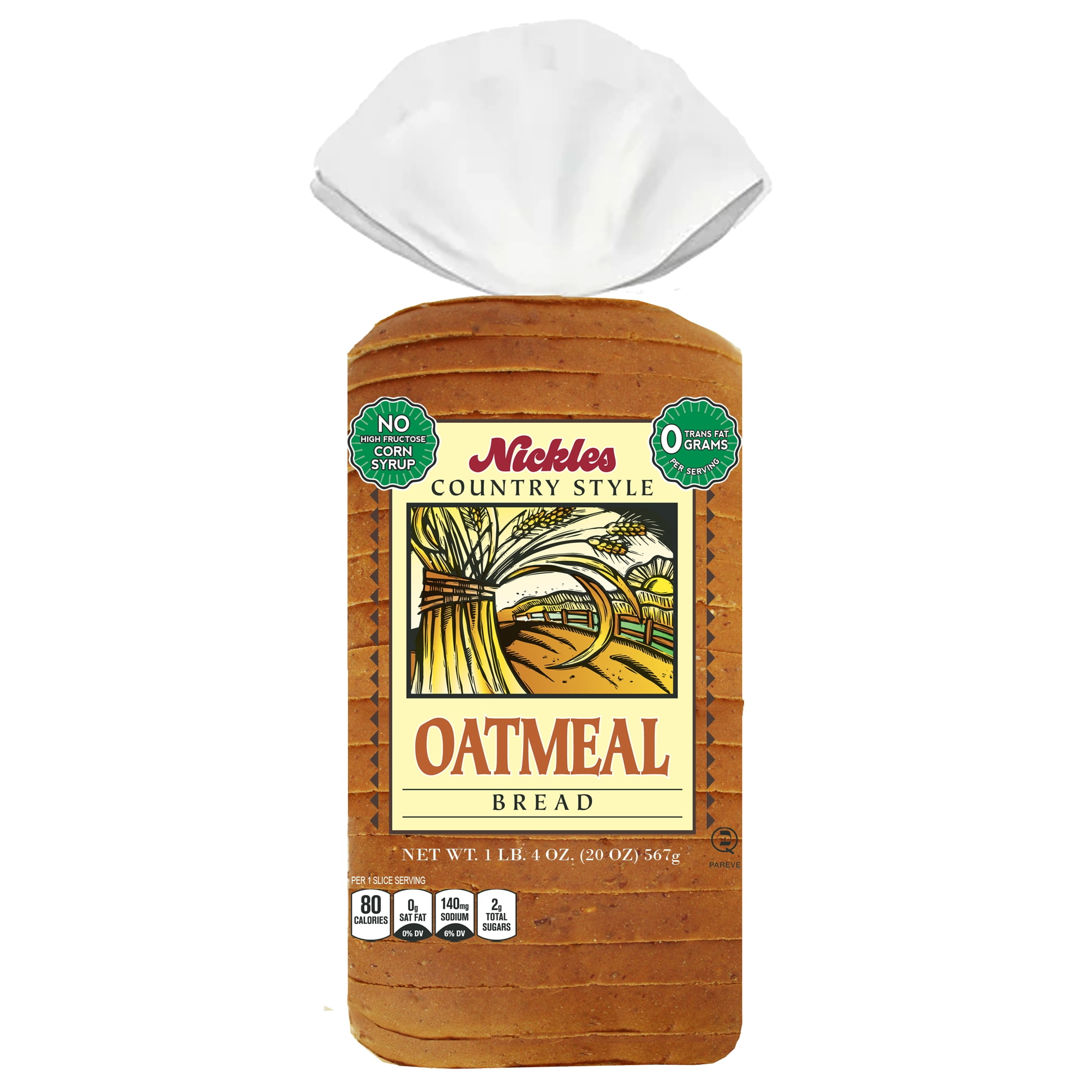 Nickles Bakery Split Top Oatmeal Bread, 20-ounce Loaf.