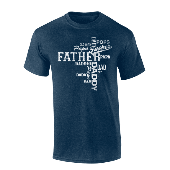 Nicknames Of Fatherhood Memorable Father's Day Parental Nickname Chart Short Sleeve Adult Graphic T-Shirt-Heather Navy-large