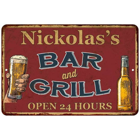 Nickolas's Red Bar and Grill Rustic Sign Decor 8x12 108120045917