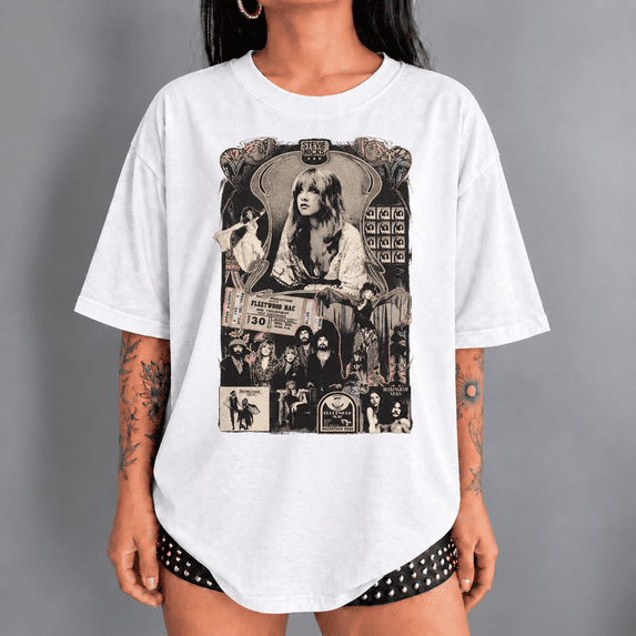 Nicks Fleetwood Mac Vintage Collage Retro Music Graphic T-Shirt ...