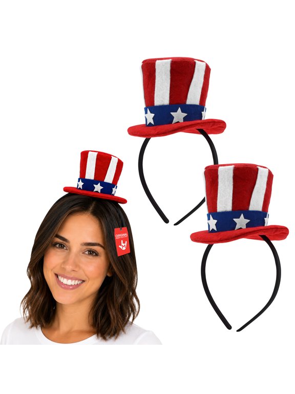 2-Pack Uncle Sam Mini Top Hats, Red White & Blue