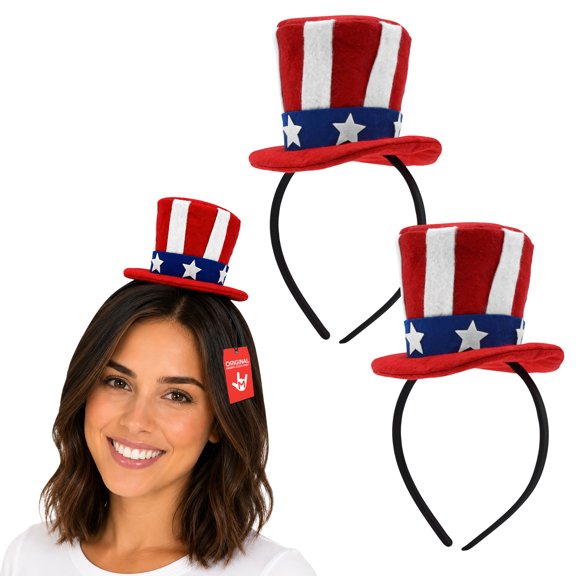 Nicky Bigs Novelties 2-Pack Uncle Sam Mini Top Hats, Red White & Blue