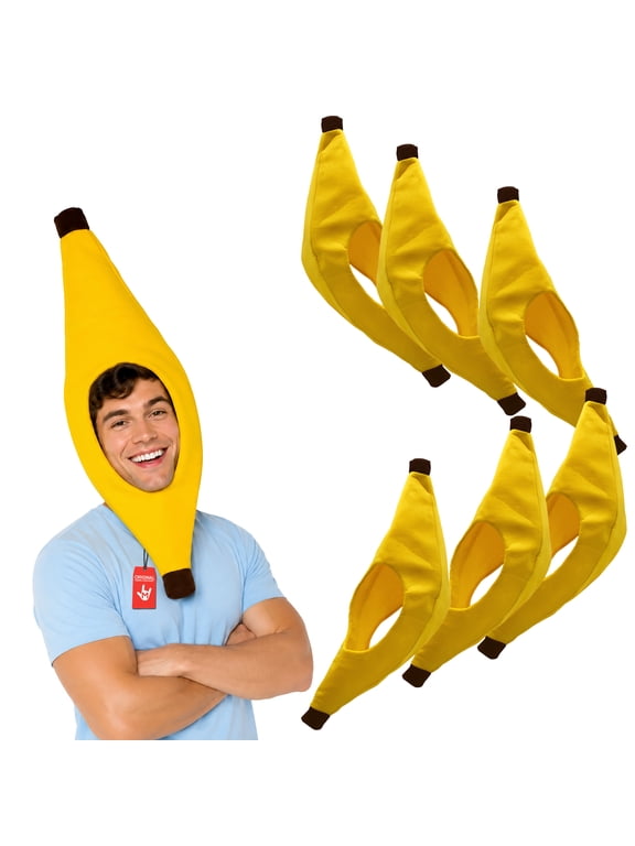 6-Pack Banana Hats, Yellow for Halloween