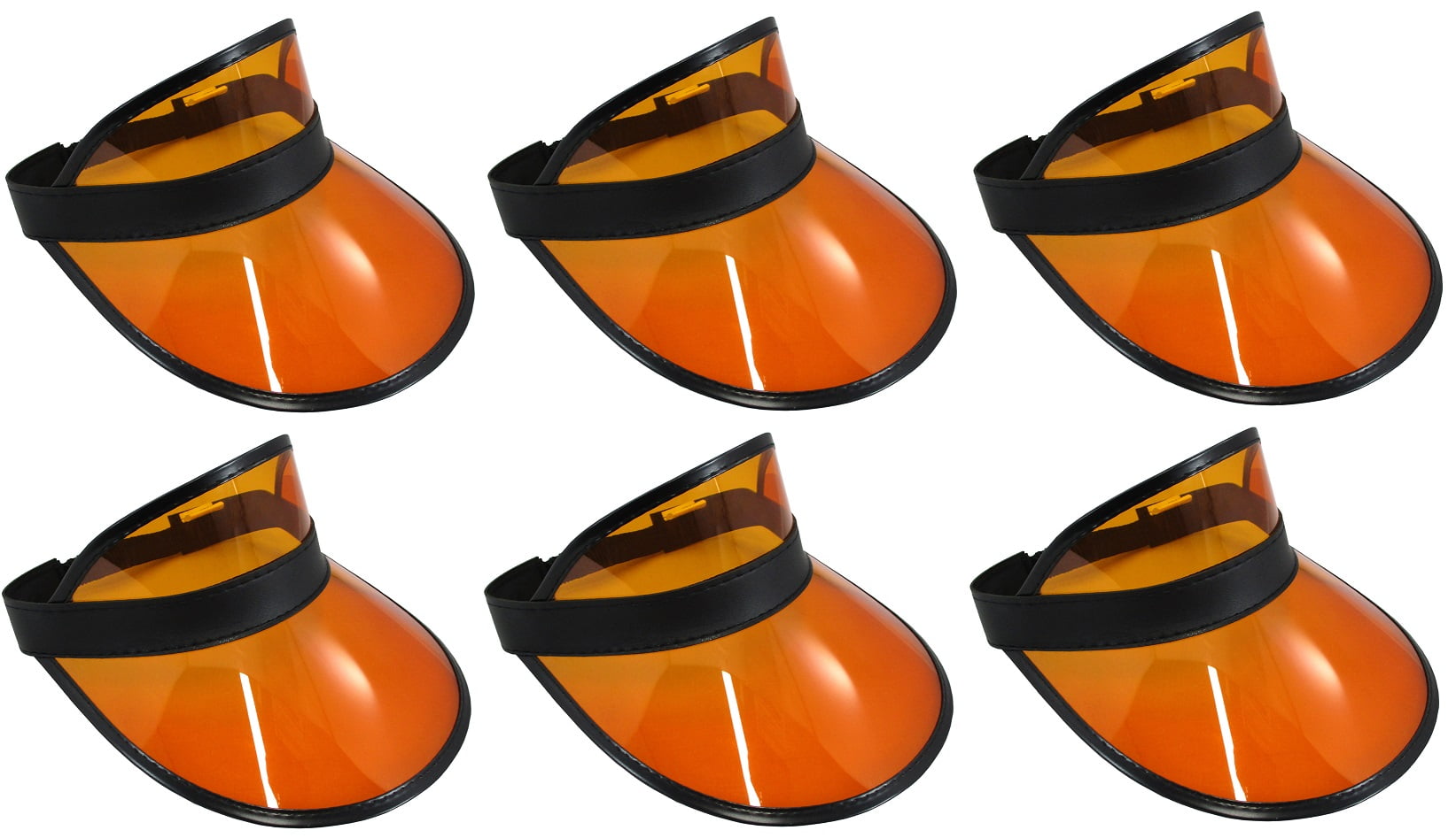 Nicky Bigs Novelties 6 pack Visors Yellow Tennis Beach Plastic Clear