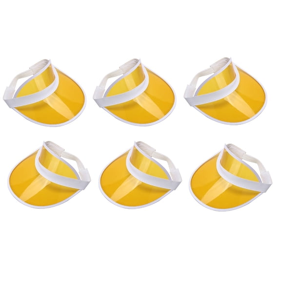 6 Pack Sun Visor Hats Women Men Clear Colorful Plastic Party Hat Adjustable UV Outdoor Sports Tennis Beach Golf Headwear Cap