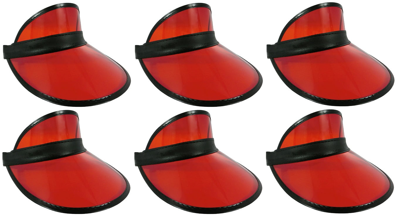 Nicky Bigs Novelties 6 pack Visors Yellow Tennis Beach Plastic Clear