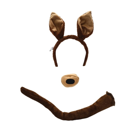 Nicky Bigs Novelties Adult Animal Kangaroo Ears Headband Bendable Tail Halloween Costume Accessory Set