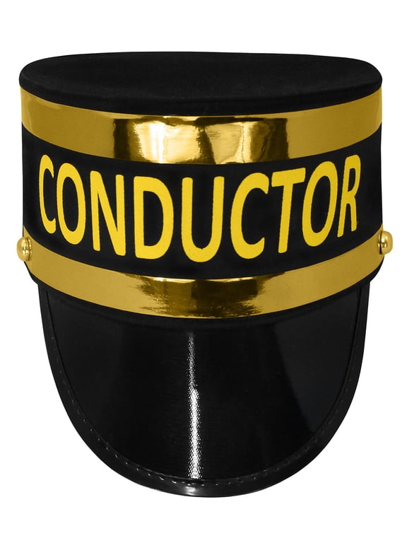 Adult Black Train Conductor Hat Engineer Cosplay Halloween Costume Accessory