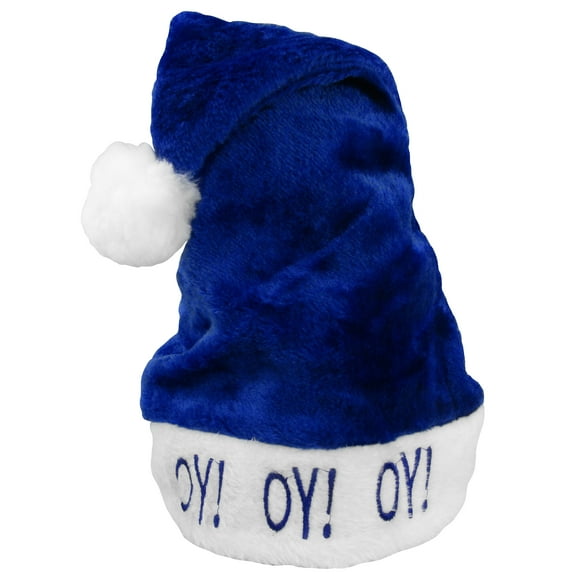 Nicky Bigs Novelties Adult Chanukah Oy Holiday Blue and White Hanukkah Soft Fuzzy Hat with Puff Ball