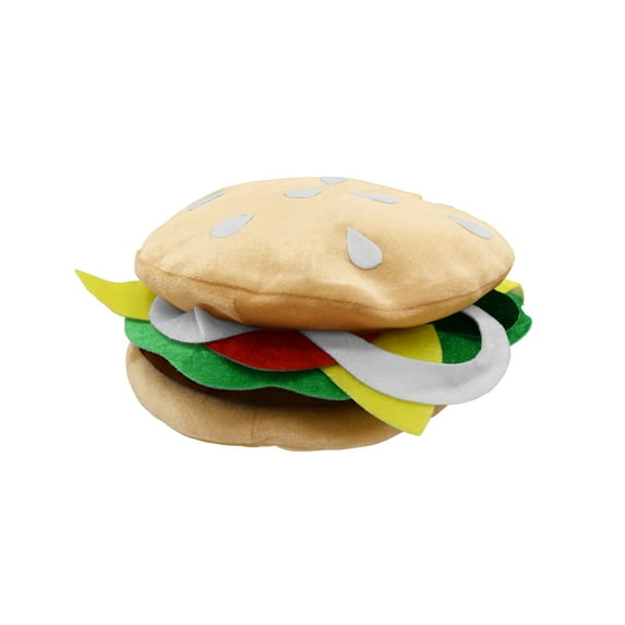 Nicky Bigs Novelties Adult Cheeseburger Hat - Adults Hamburger Hats - Novelty Silly Burger Cap - Funny Fast Food Costume Accessory, Multi-color, One Size