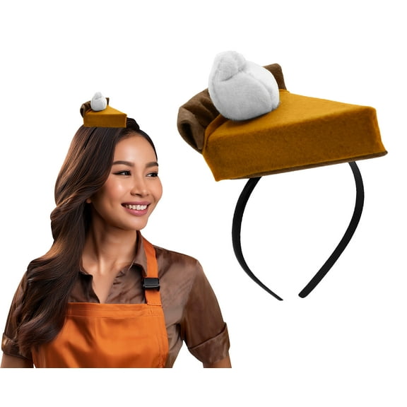 Nicky Bigs Novelties Adult Costume Accessory Pumpkin Pie Food Headband Thanksgiving Dessert Hat, One Size
