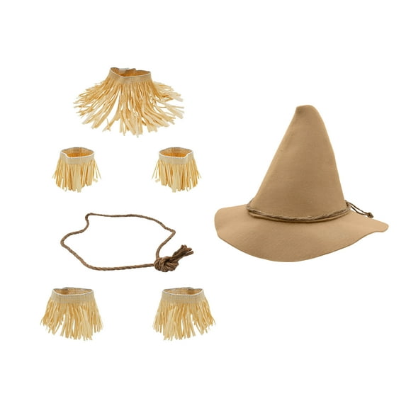 Nicky Bigs Novelties Adult Deluxe Felt Scarecrow Hat And Straw Kit Oktoberfest Wizard Witch Hillbilly Costume Accessories (Tan/Brown)