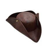 Nicky Bigs Novelties Adult Distressed Brown Pirate Tricorne Hat Tri-Corner Tricorn Faux Leather Colonial Costume