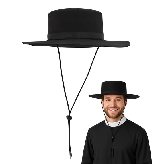 Nicky Bigs Novelties Adult Felt Wide Brim Black Goucho Padre Plague Doctor Hat Halloween Costume Accessory