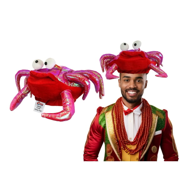 Nicky Bigs Novelties Adult Iridescent Crab Party Hat Sea Crawfish Funny Mardi Gras Costume Accessory