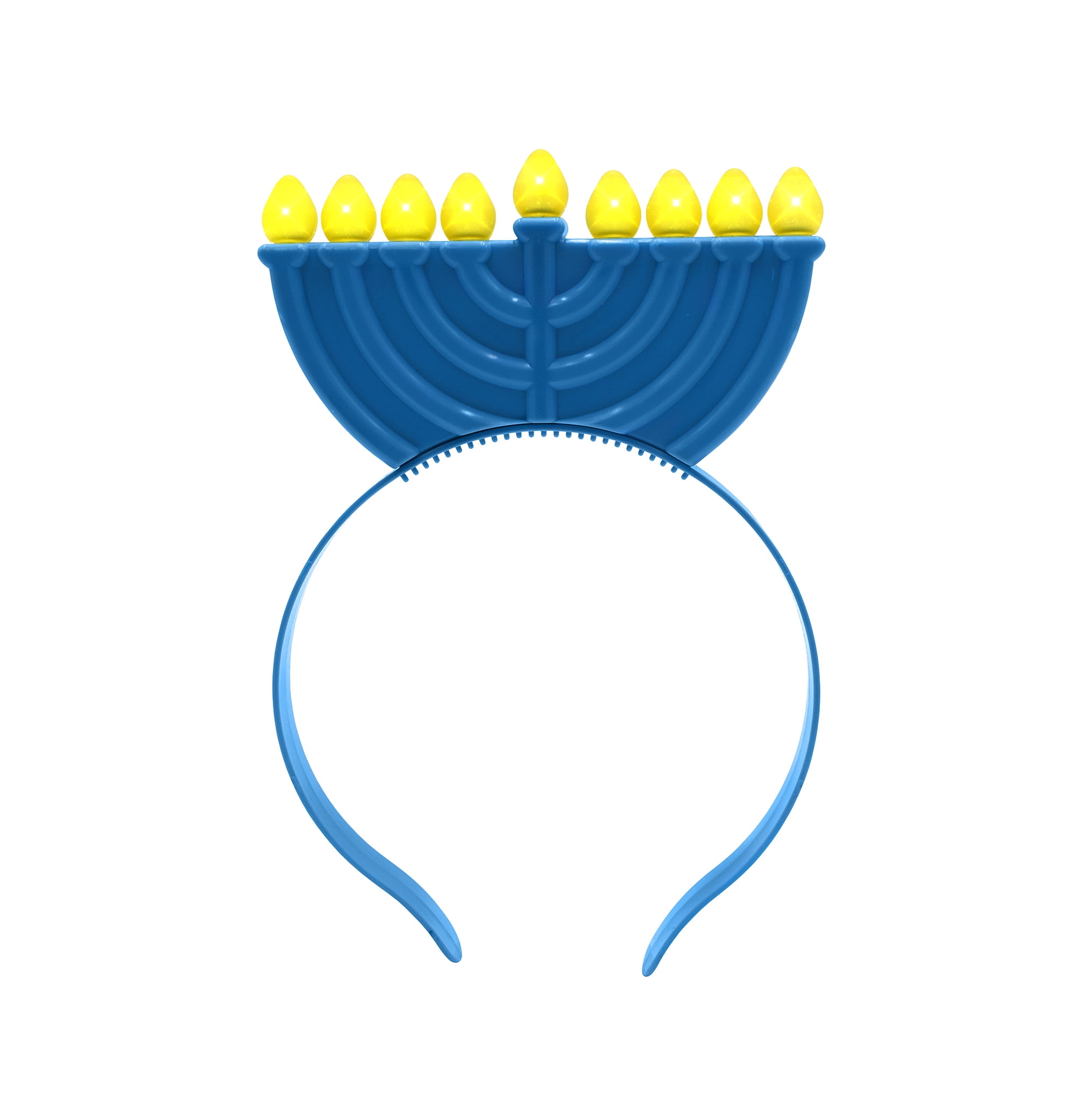 Nicky Bigs Novelties Adult LED Light Up Menorah Candles Chanukah Hanukkah Headband Oy Holiday Hat Headwear