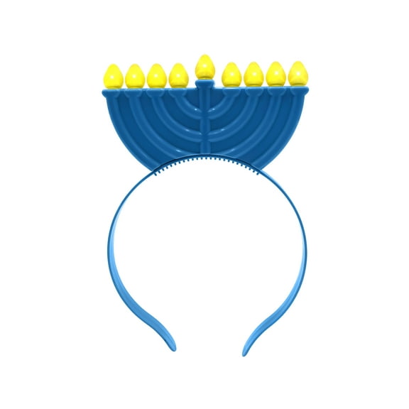 Nicky Bigs Novelties Adult LED Light Up Menorah Candles Chanukah Hanukkah Headband Oy Holiday Hat Headwear