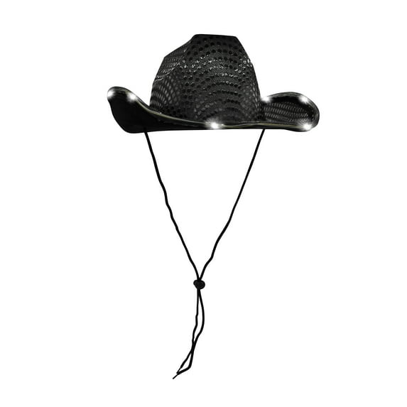 Nicky Bigs Novelties Adult Light Up LED Space Cowboy Sequin Cowgirl Hat Flashing Cosplay Accessory