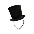 thumbnail image 1 of Nicky Bigs Novelties Adult Mini Glitter Mesh Top Hat Headband - Tiny Ringmaster Gatsby Chorus Dancer Tall Hat - Leprechaun Topper Halloween St Patricks Costume Accessory, Black, One Size, 1 of 4