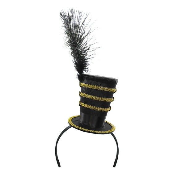 Nicky Bigs Novelties Adult Mini Majorette Ringmaster Small Top Hat Headband Lion Tamer Headpiece Toy Soldier Hats Costume (Black)