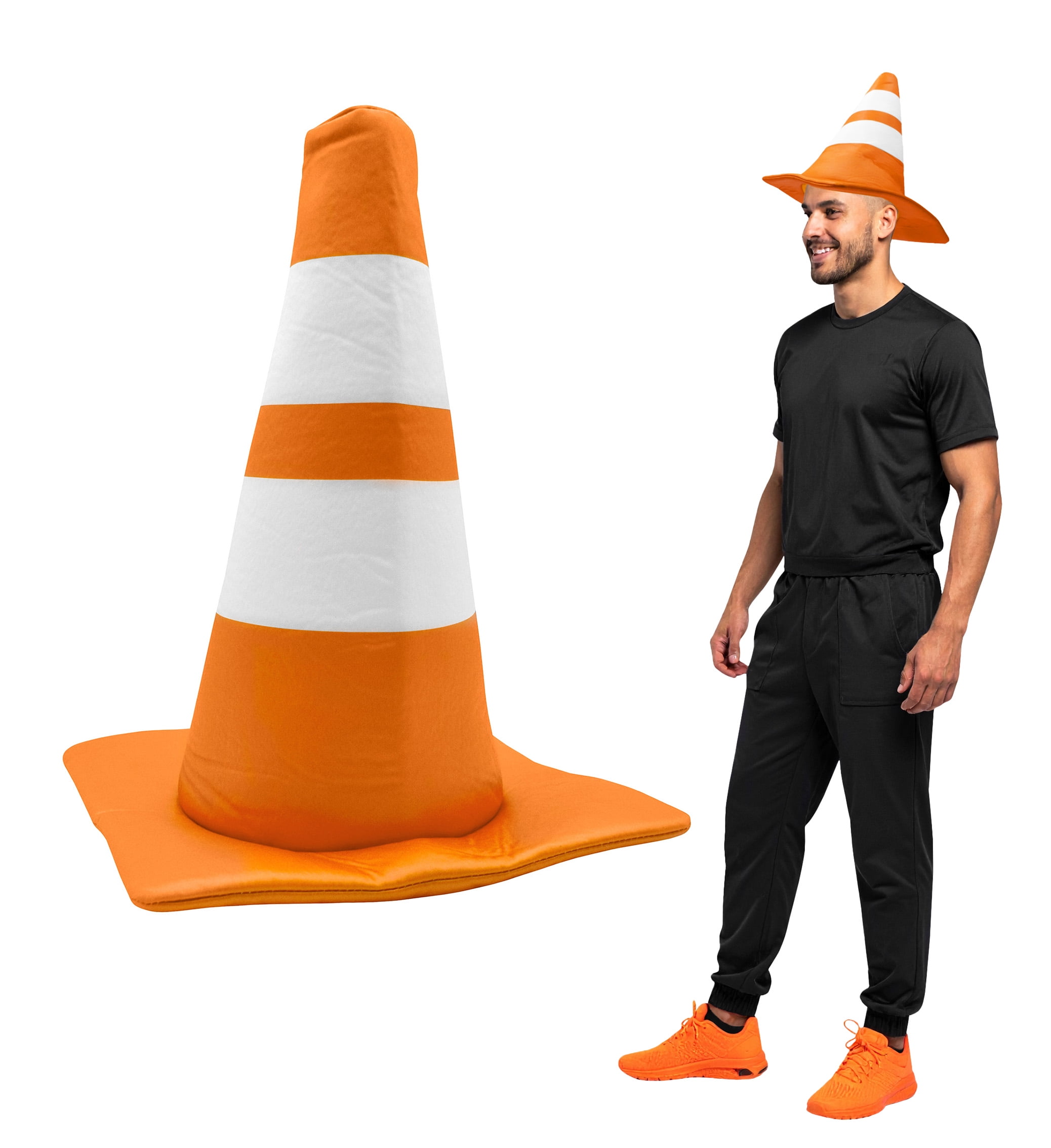 Nicky Bigs Novelties Adult Orange Traffic Cone Hat - Road Construction Cones Hat - Funny Unisex Halloween Costume Accessory Headwear