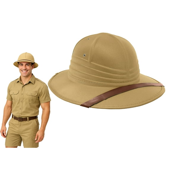 Nicky Bigs Novelties Adult British Pith Helmet – Jungle Safari Zoo Keeper Sun Hat – Explorer Guide Halloween Costume – Lightweight Adjustable Sun Protection Hat for Men, Women, and Teens